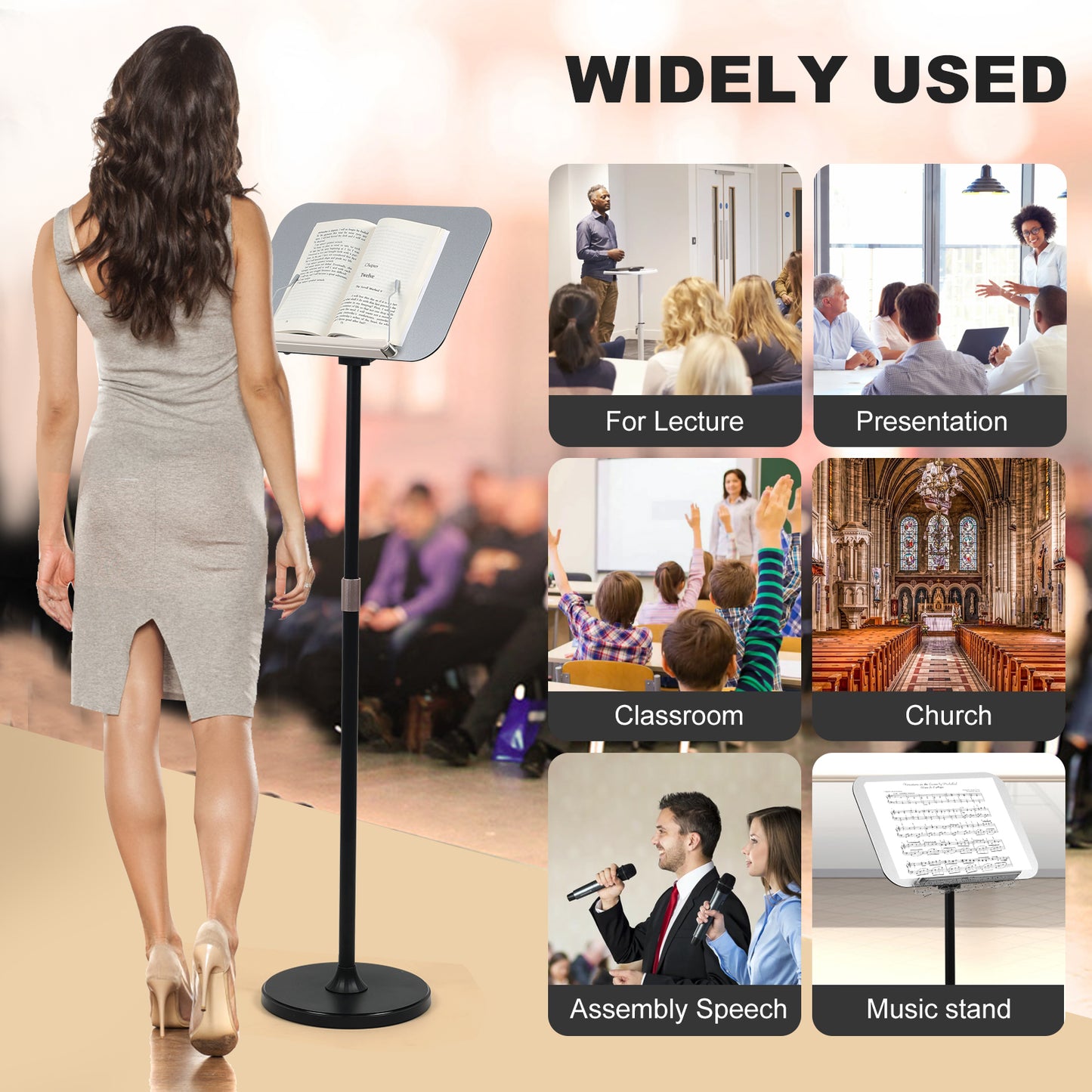 BEQUZON Portable Floor Lectern Podium Stand