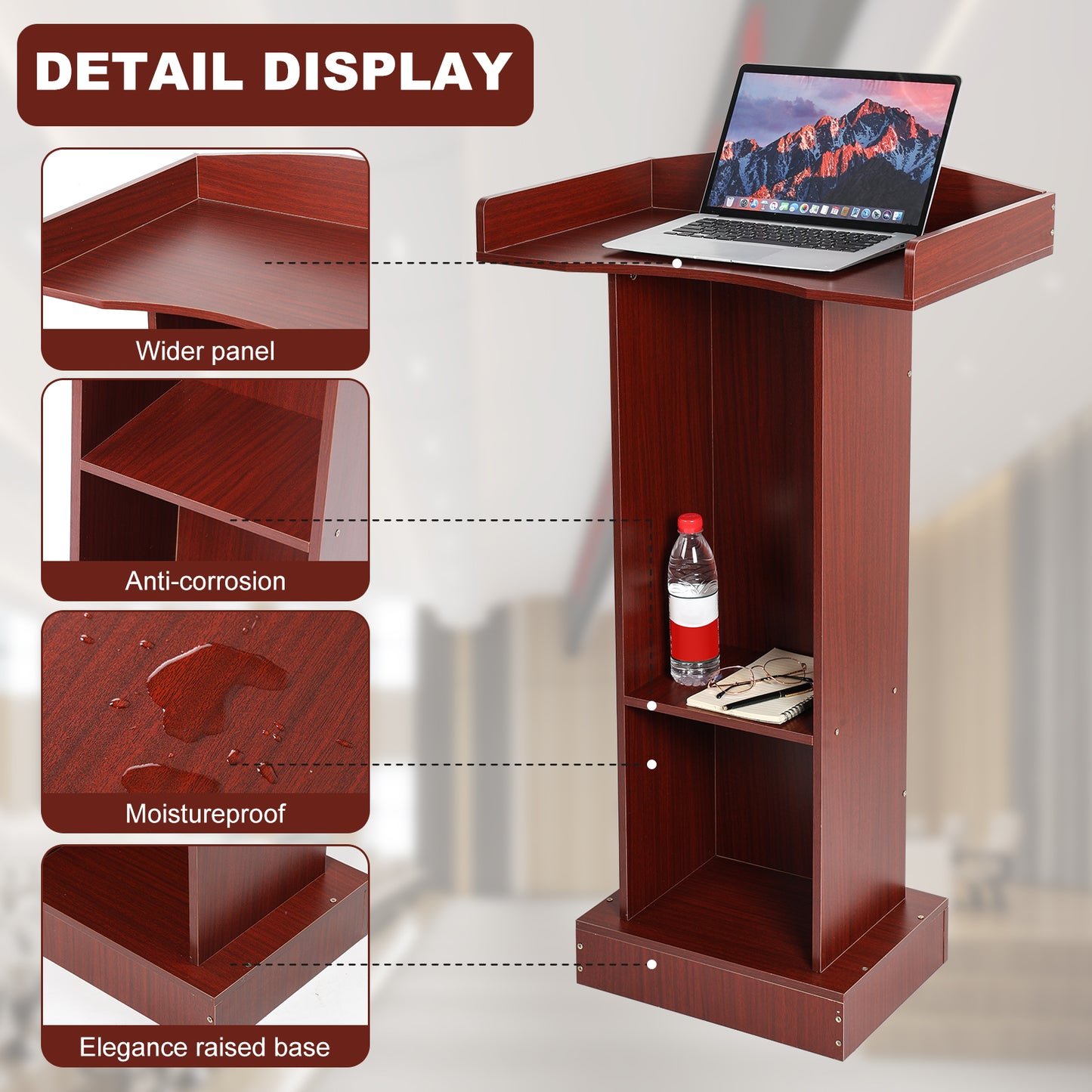 BEQUZON Wooden Podium Stand for Lectern Presentation Church Classroom(24''W x 41''H)