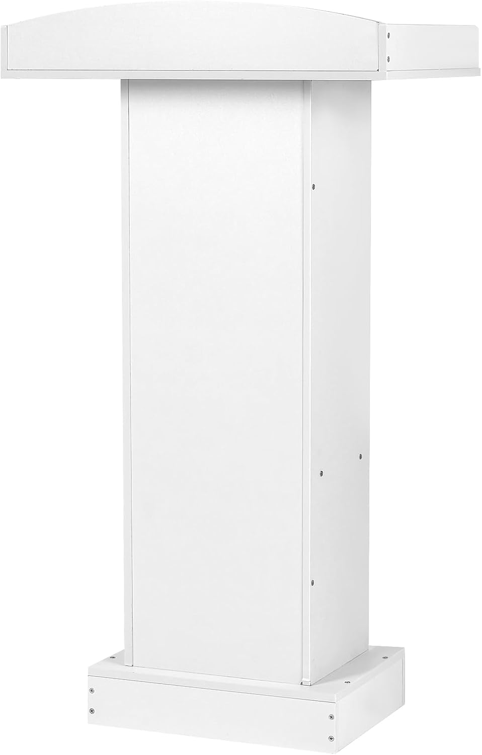 Podium Stand for Lectern Presentation Church Classroom, White Pulpit with Wooden Heavy Base, Podium for Lecture, Wedding Speech