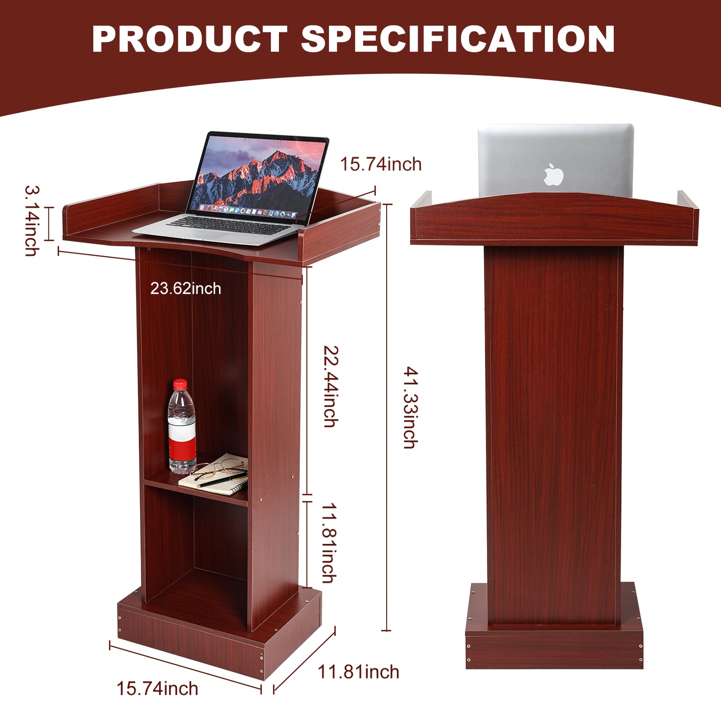 BEQUZON Wooden Podium Stand for Lectern Presentation Church Classroom(24''W x 41''H)