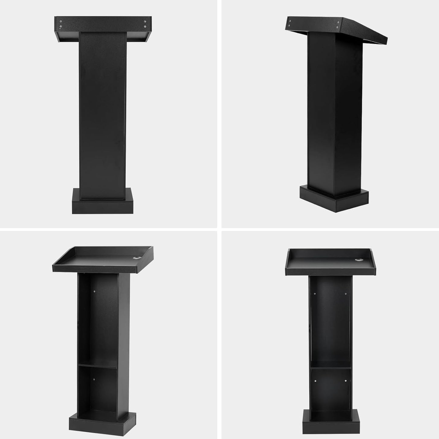 Wooden Black Pulpit for Lecture Wedding Speech Farmhouse Podium Stand for Lectern Presentation Church Classroom