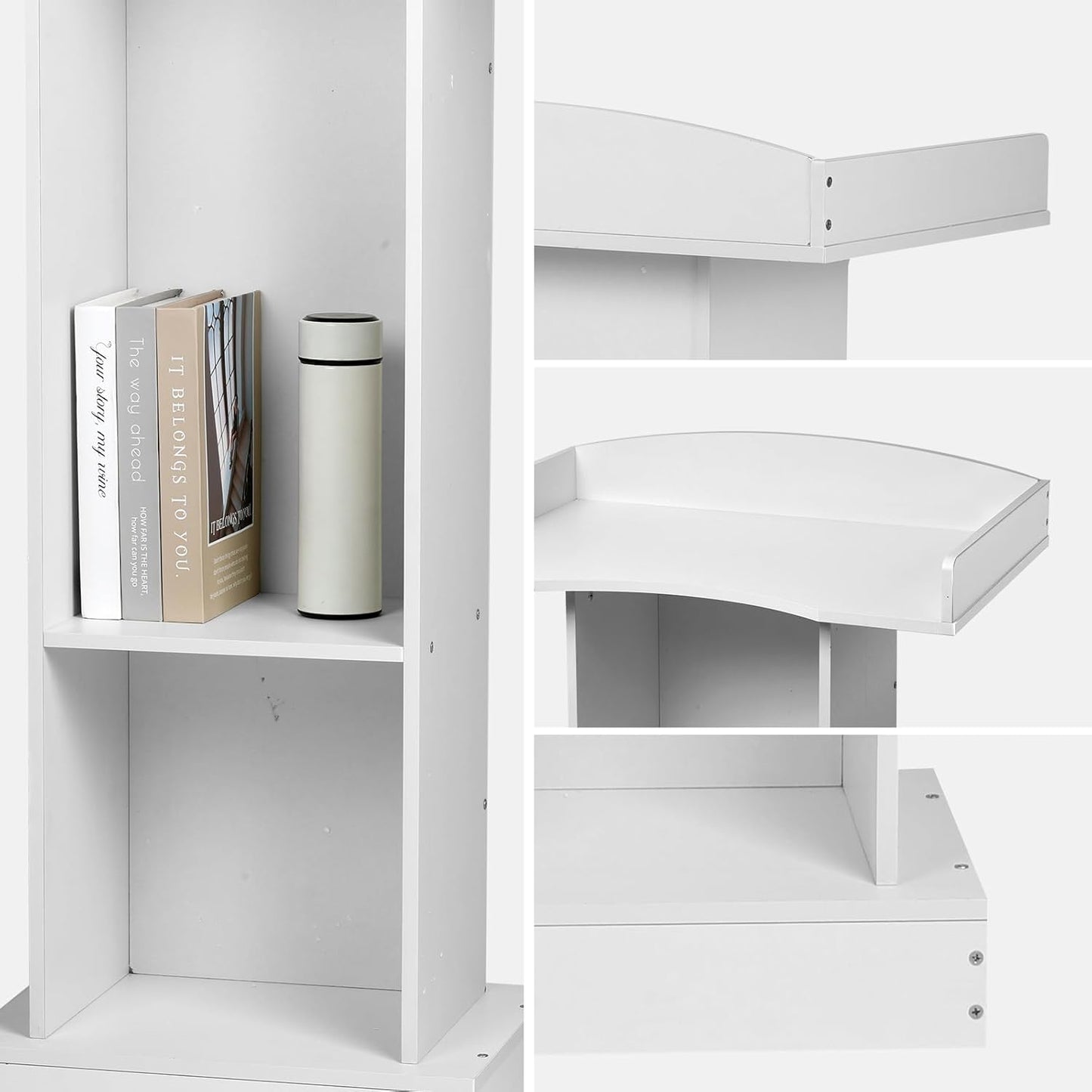Podium Stand for Lectern Presentation Church Classroom, White Pulpit with Wooden Heavy Base, Podium for Lecture, Wedding Speech