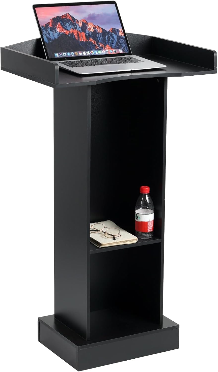 Podium Stand for Lectern Presentation Church Classroom, Pulpit with Wooden Heavy Base, Black Podium for Lecture, Wedding Speech