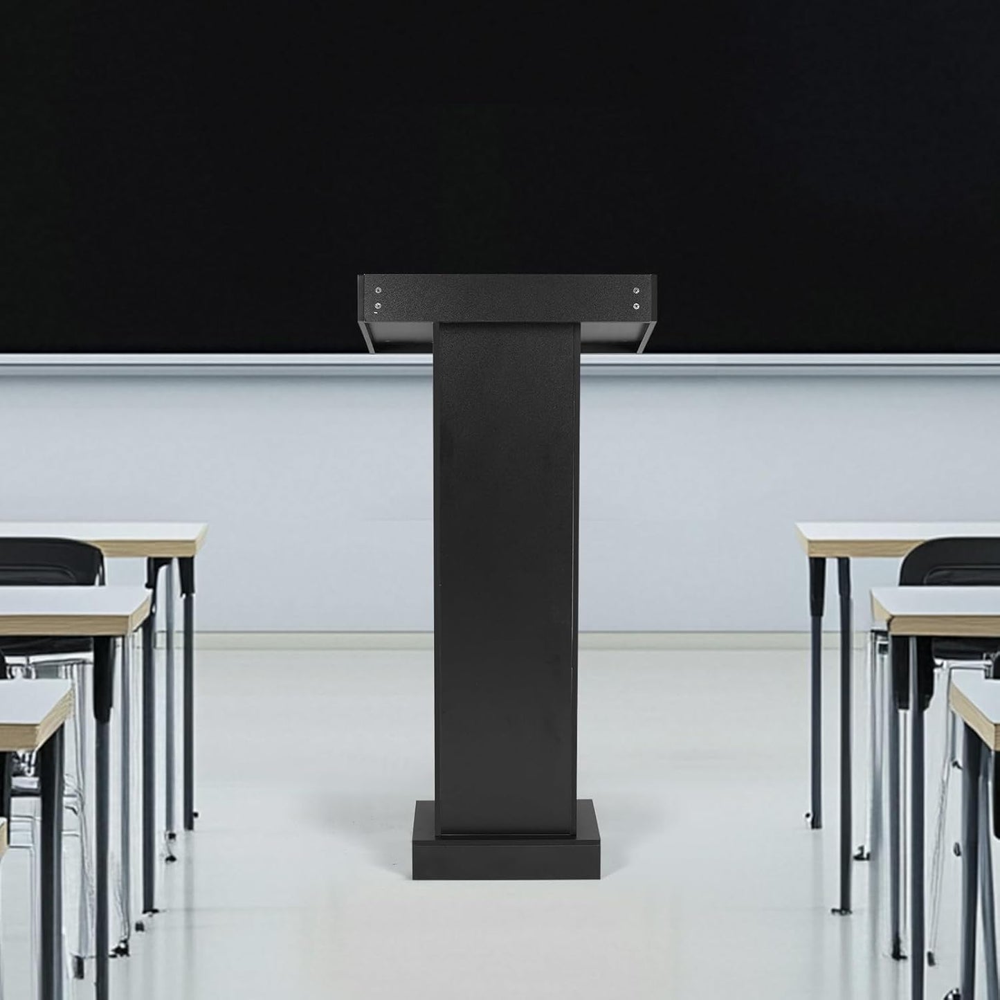 Wooden Black Pulpit for Lecture Wedding Speech Farmhouse Podium Stand for Lectern Presentation Church Classroom