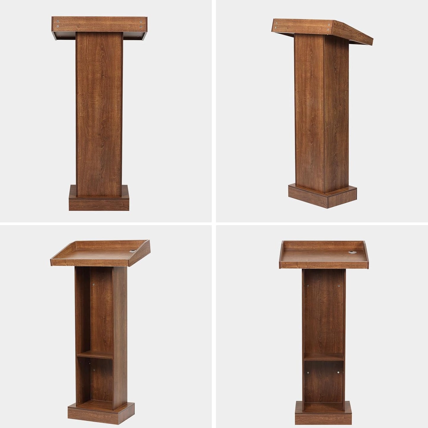 Wooden Podium Stand for Lectern Presentation Wedding Speech, Farmhouse Pulpit for Church Classroom (Walnut)