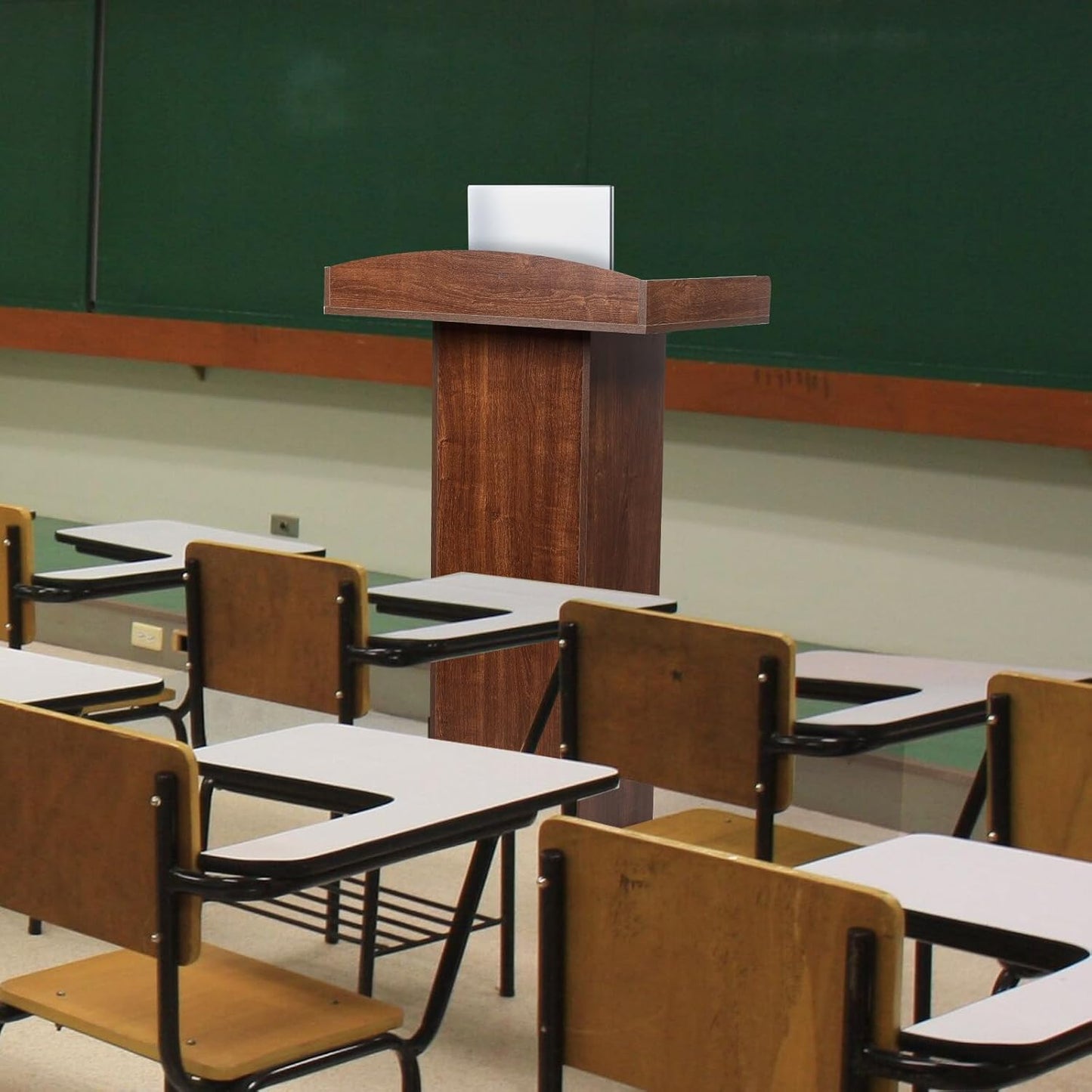 Podium Stand for Lectern Presentation Church Classroom, Pulpit with Wooden Heavy Base, Oak Podium for Lecture, Wedding Speech