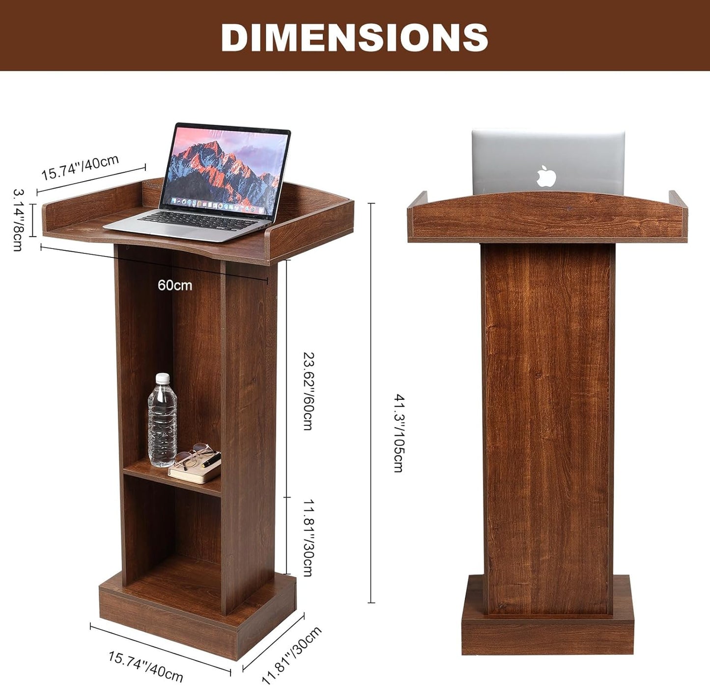 Podium Stand for Lectern Presentation Church Classroom, Pulpit with Wooden Heavy Base, Oak Podium for Lecture, Wedding Speech