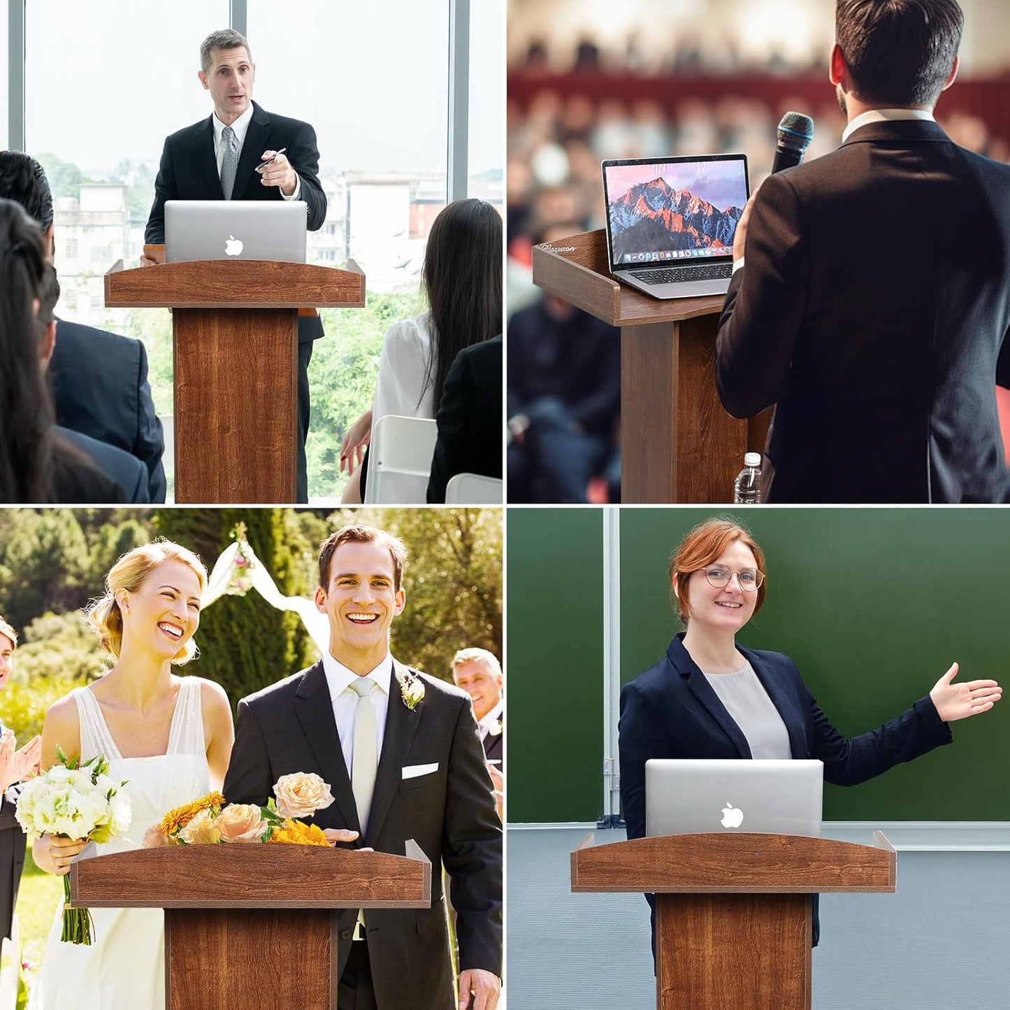 Podium Stand for Lectern Presentation Church Classroom, Pulpit with Wooden Heavy Base, Oak Podium for Lecture, Wedding Speech