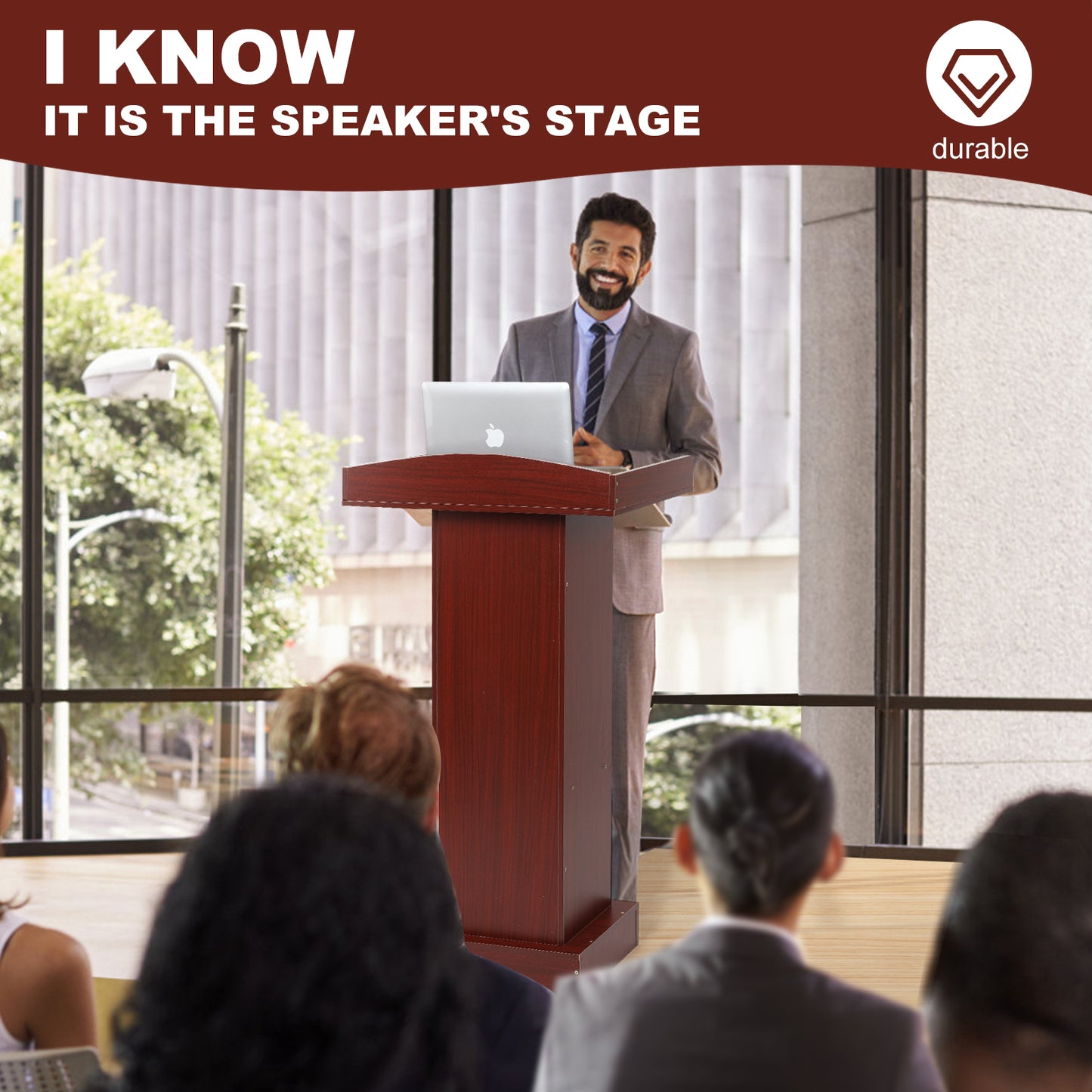 BEQUZON Wooden Podium Stand for Lectern Presentation Church Classroom(24''W x 41''H)