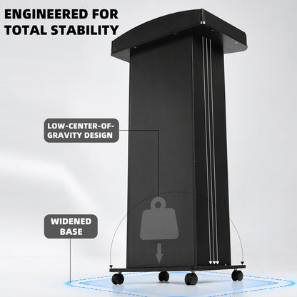 Flow Podium™ Mobile Rolling Lectern with Storage Shelves