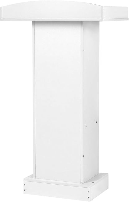 Podium Stand for Lectern Presentation Church Classroom, White Pulpit with Wooden Heavy Base, Podium for Lecture, Wedding Speech