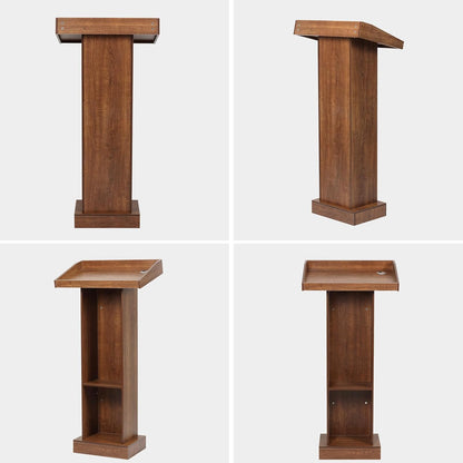 Wooden Podium Stand for Lectern Presentation Wedding Speech, Farmhouse Pulpit for Church Classroom (Walnut)