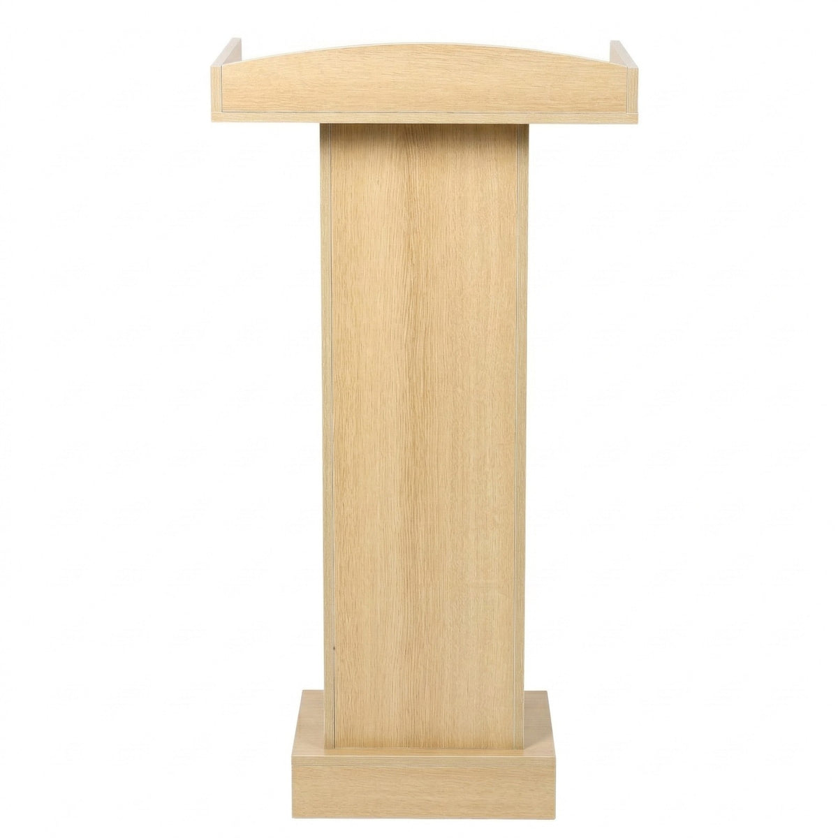 Front view of natural finish MDF podium