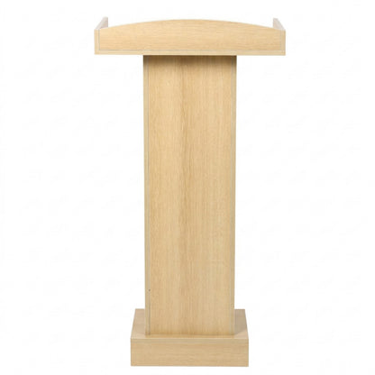 Front view of natural finish MDF podium